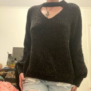 no boundaries black peak a boo tight knit sweater